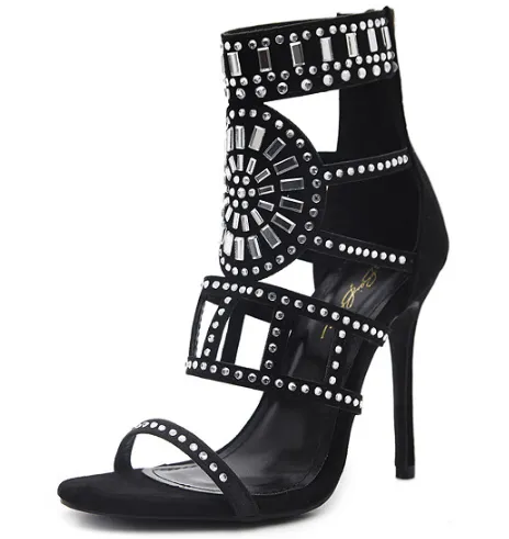 Rhinestone Open Toe heel