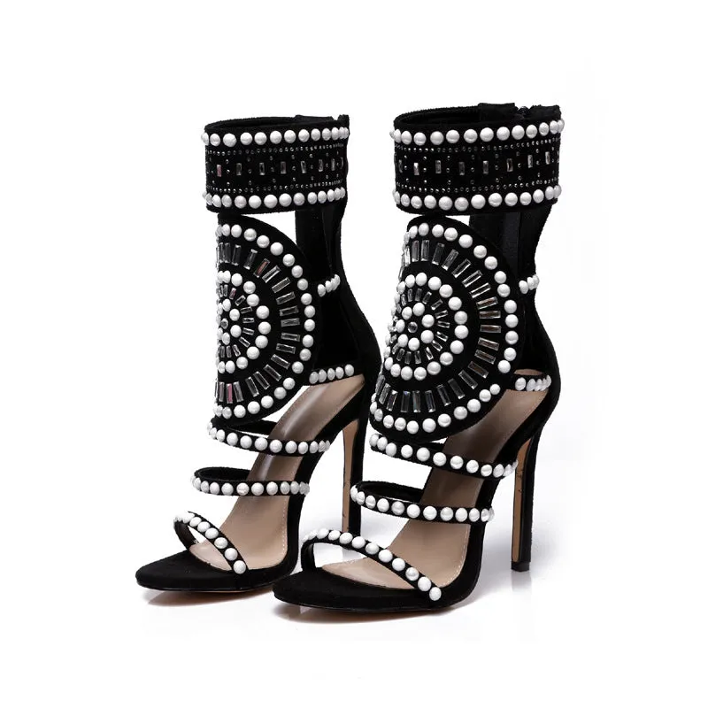 Rhinestone Open Toe heel
