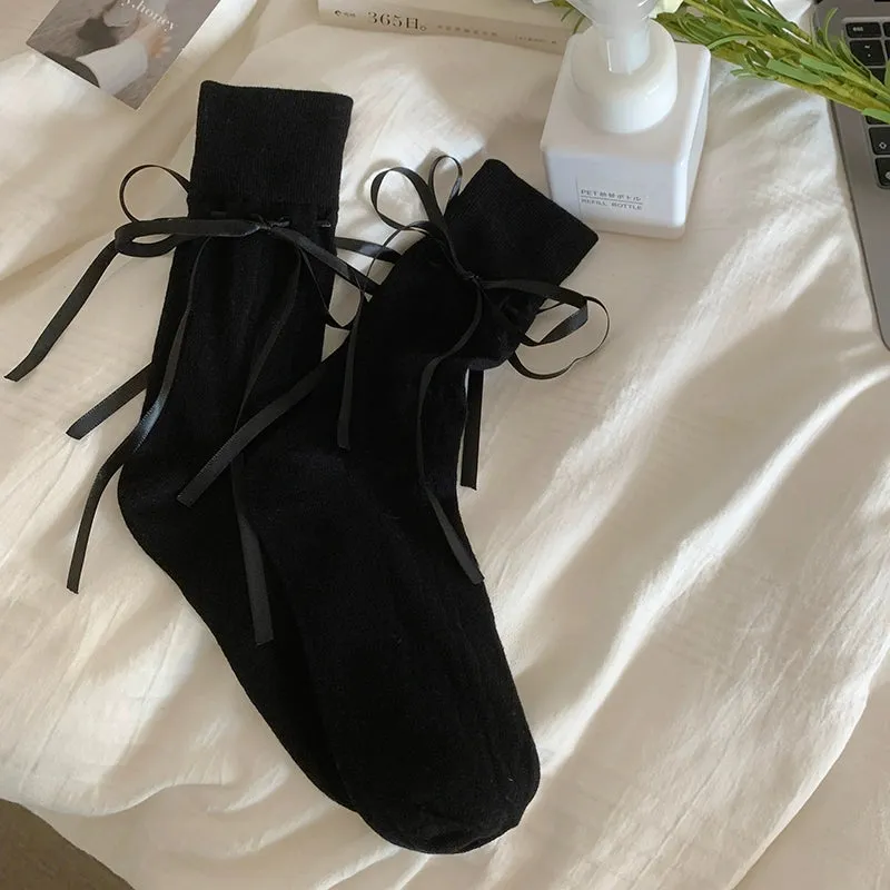 Ribbon Charm Knit Socks
