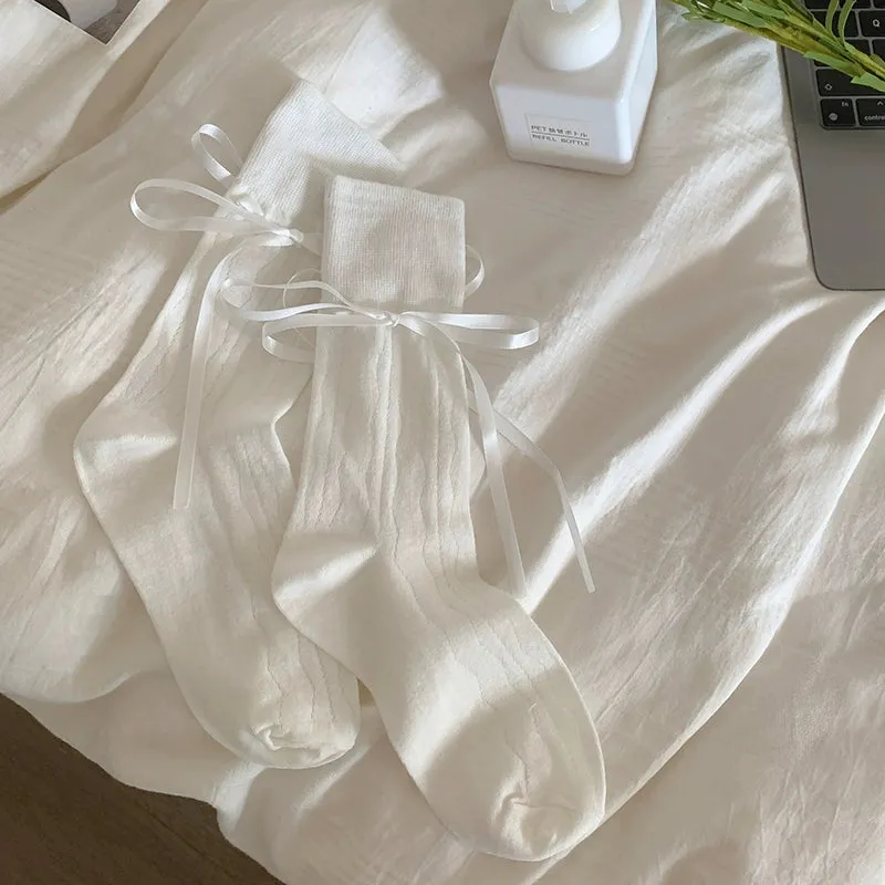Ribbon Charm Knit Socks
