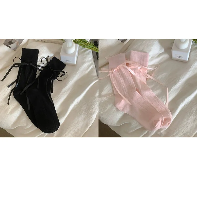 Ribbon Charm Knit Socks