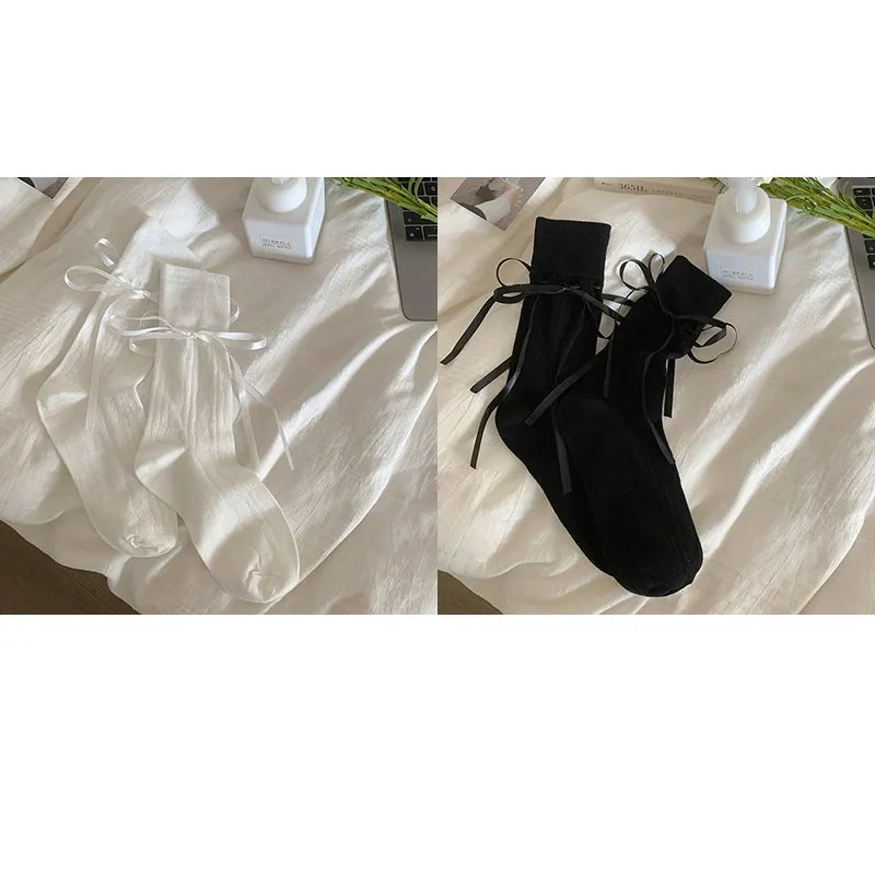 Ribbon Charm Knit Socks