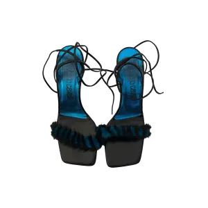 Roberto Cavalli Black Fur Strappy Heels