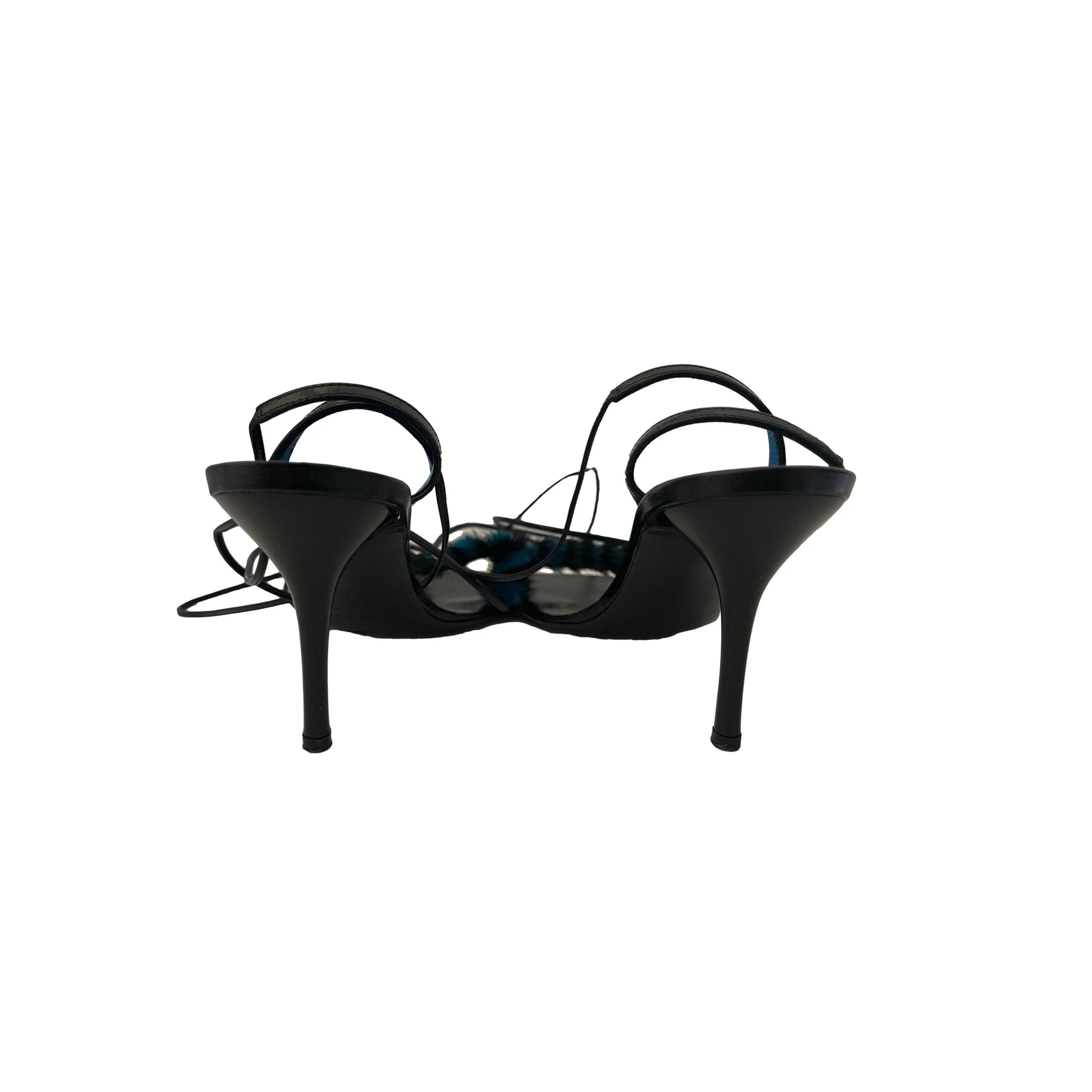 Roberto Cavalli Black Fur Strappy Heels