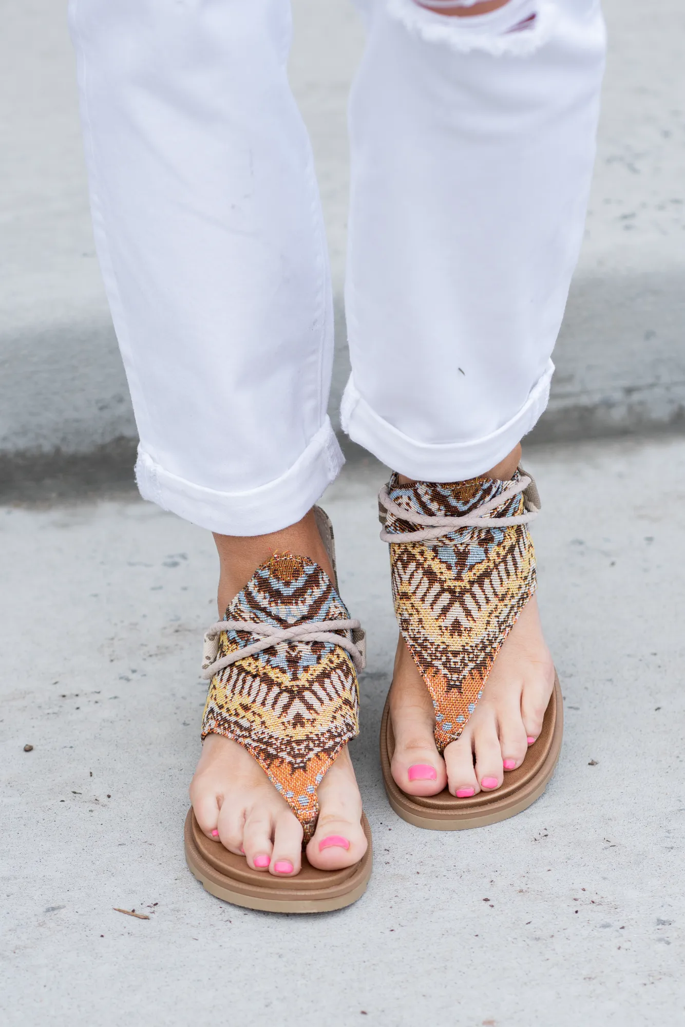 Rock With Me Zip Up Sandals Tan Cream