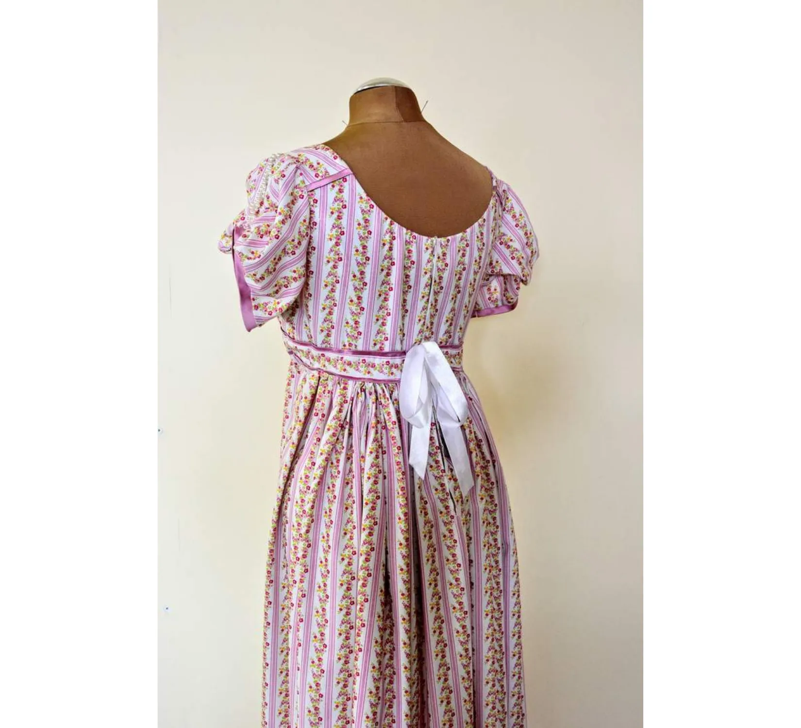 Rose regency cotton dress inspired by Jane Austen books