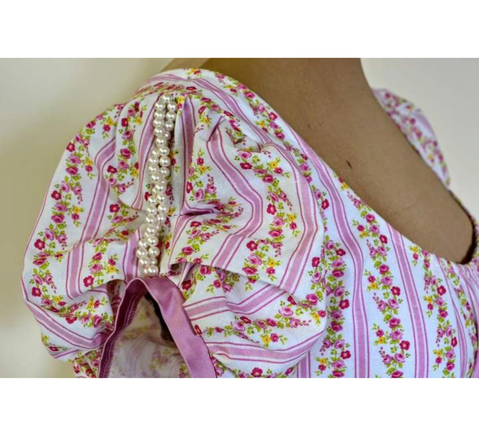 Rose regency cotton dress inspired by Jane Austen books