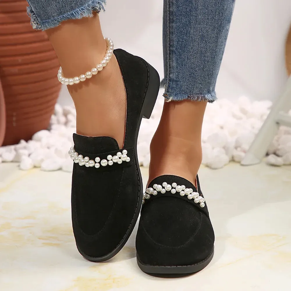 Round Toe Block Heels Loafers