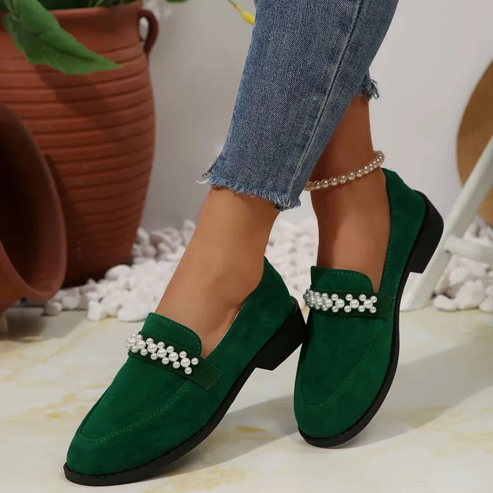 Round Toe Block Heels Loafers