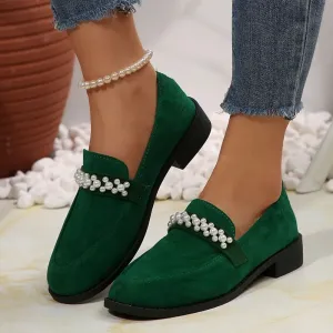Round Toe Block Heels Loafers