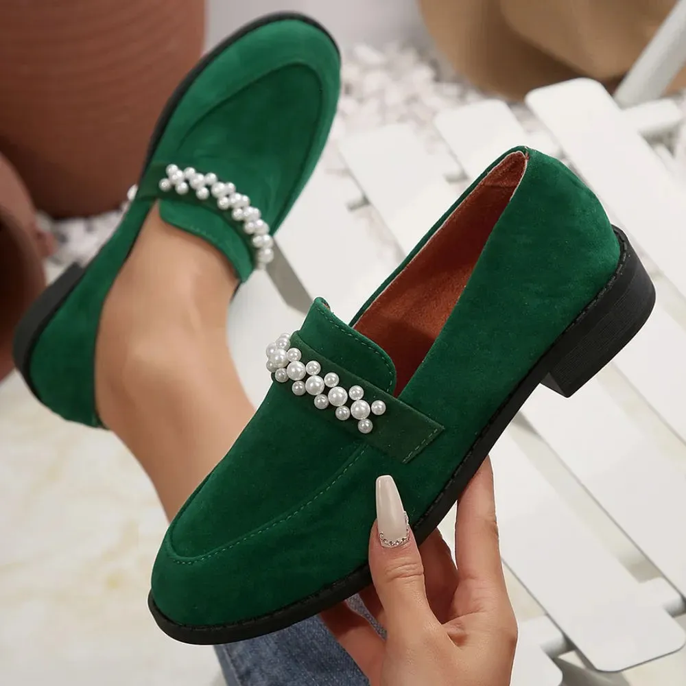 Round Toe Block Heels Loafers