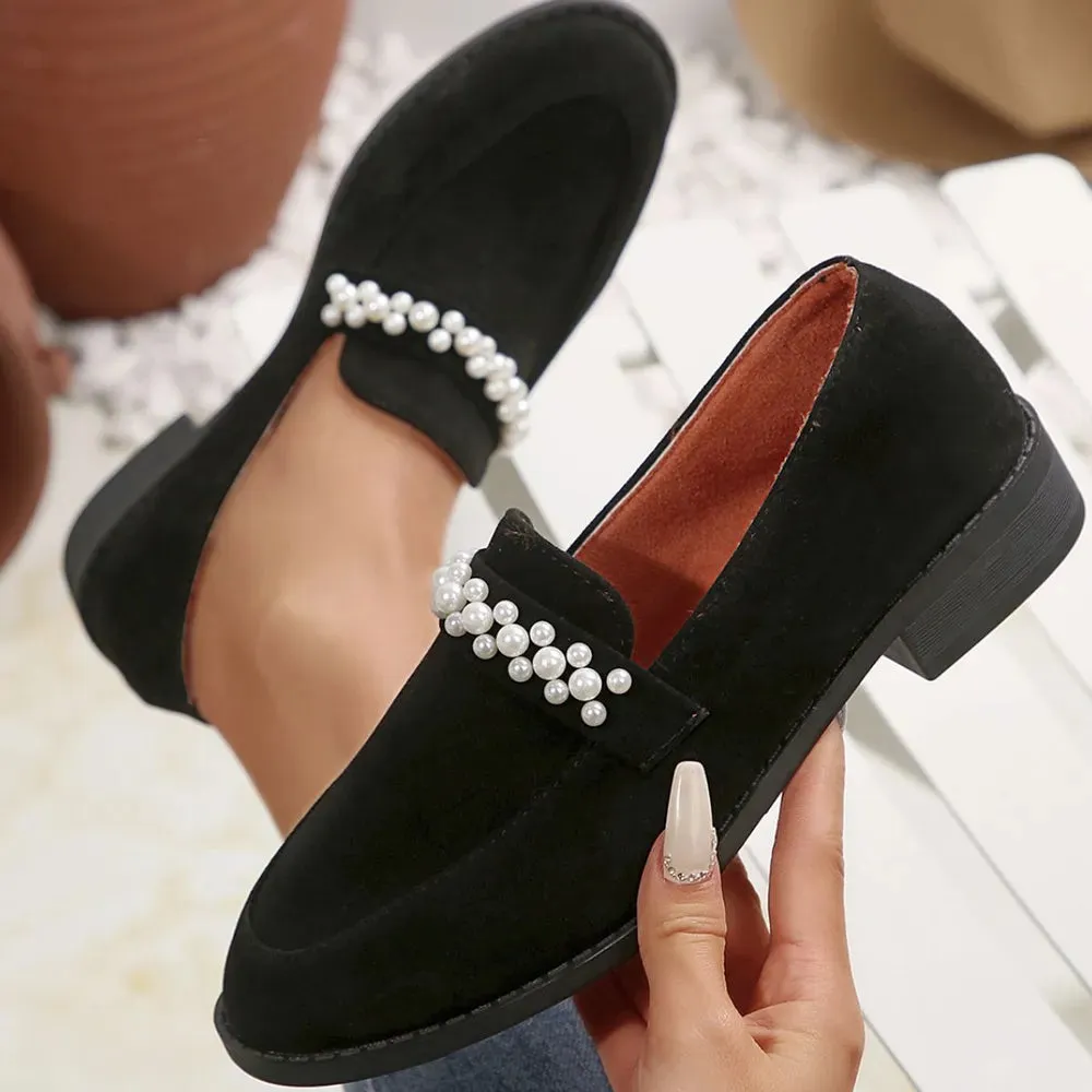 Round Toe Block Heels Loafers