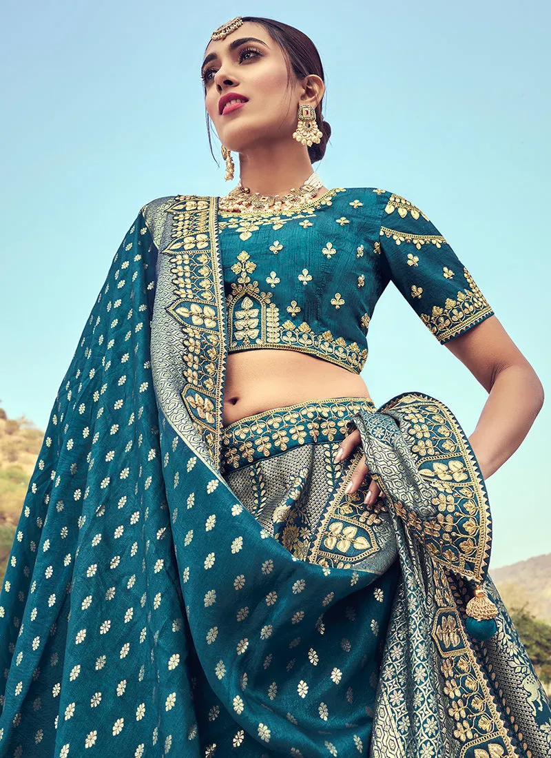Royal Blue Embroidery Wedding Lehenga Choli