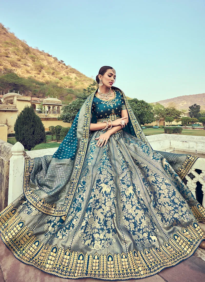 Royal Blue Embroidery Wedding Lehenga Choli