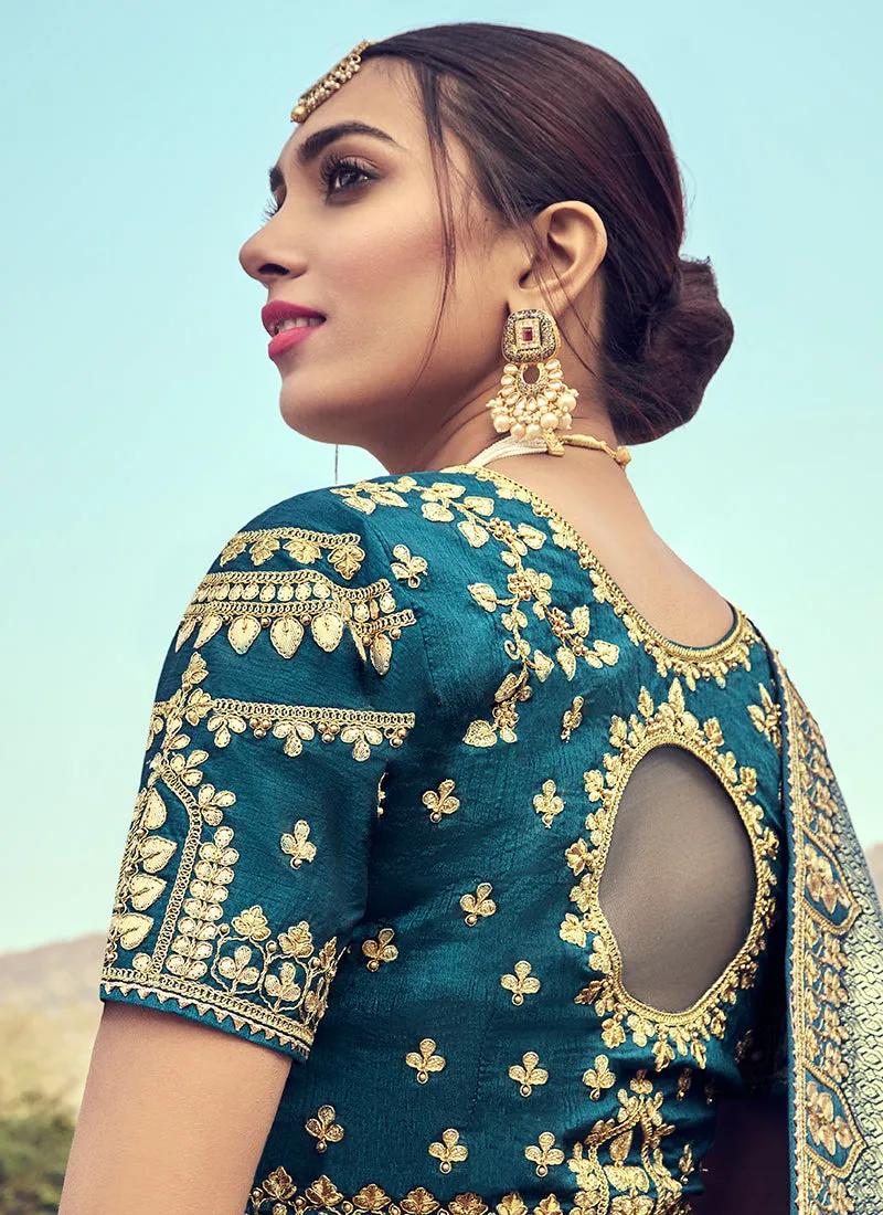 Royal Blue Embroidery Wedding Lehenga Choli