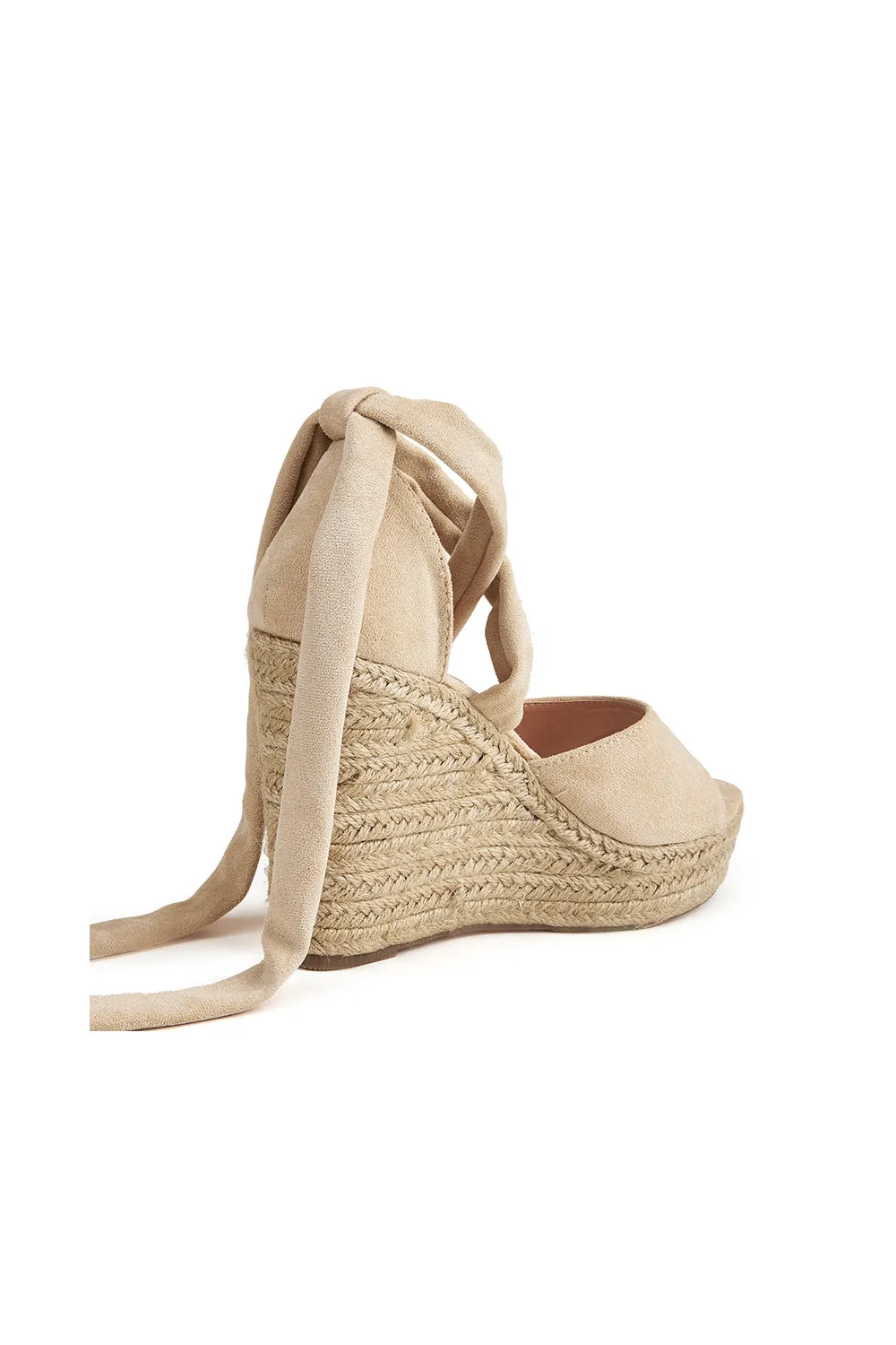 Roycebridal Outdoor Suede Peep Toe Wedge Heel Shoes With Lace-Up