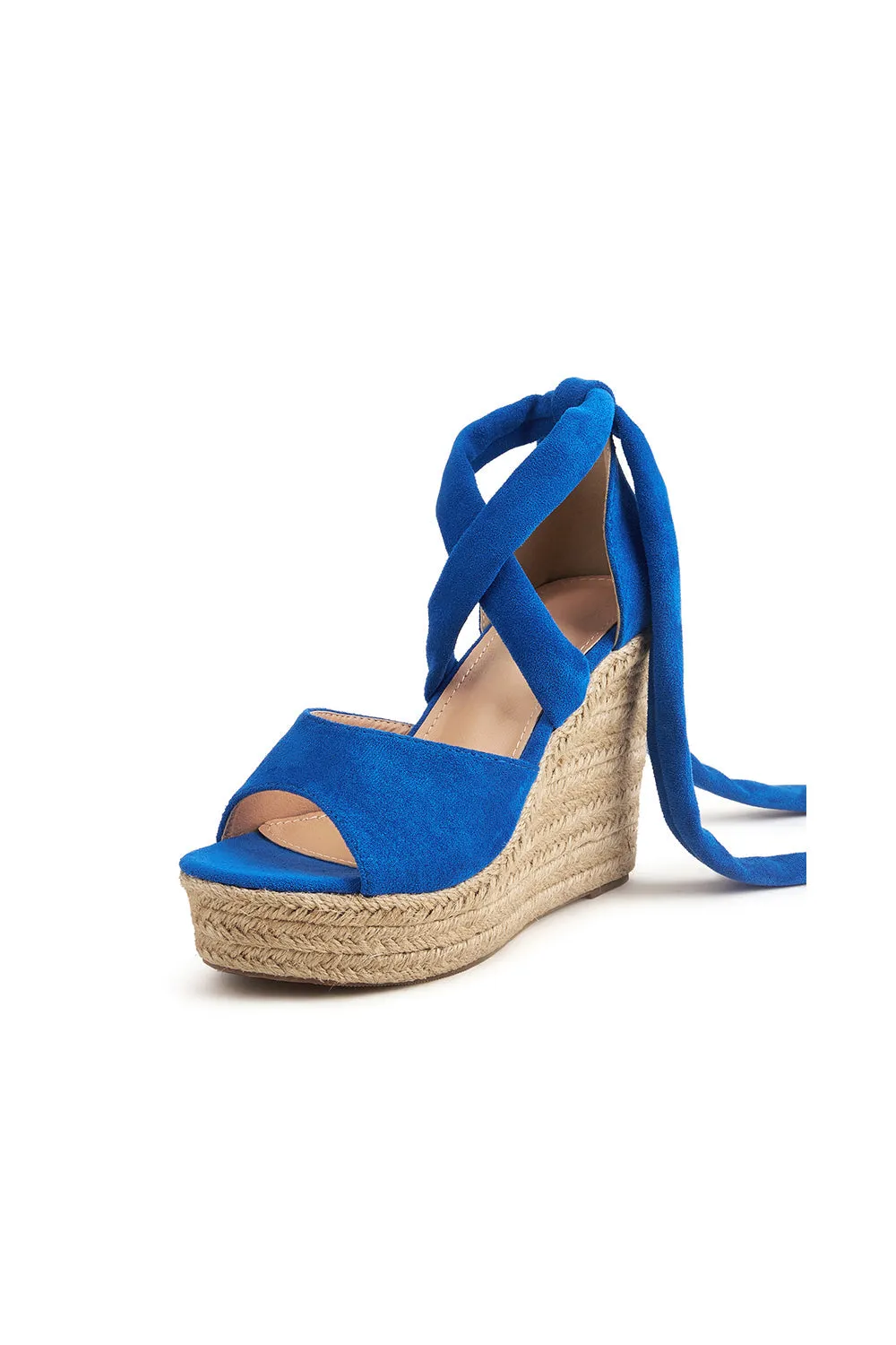 Roycebridal Outdoor Suede Peep Toe Wedge Heel Shoes With Lace-Up