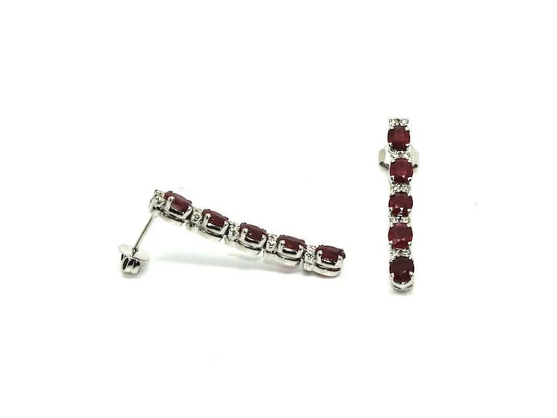Ruby & Diamond 5-stone Earring Ad No.0209