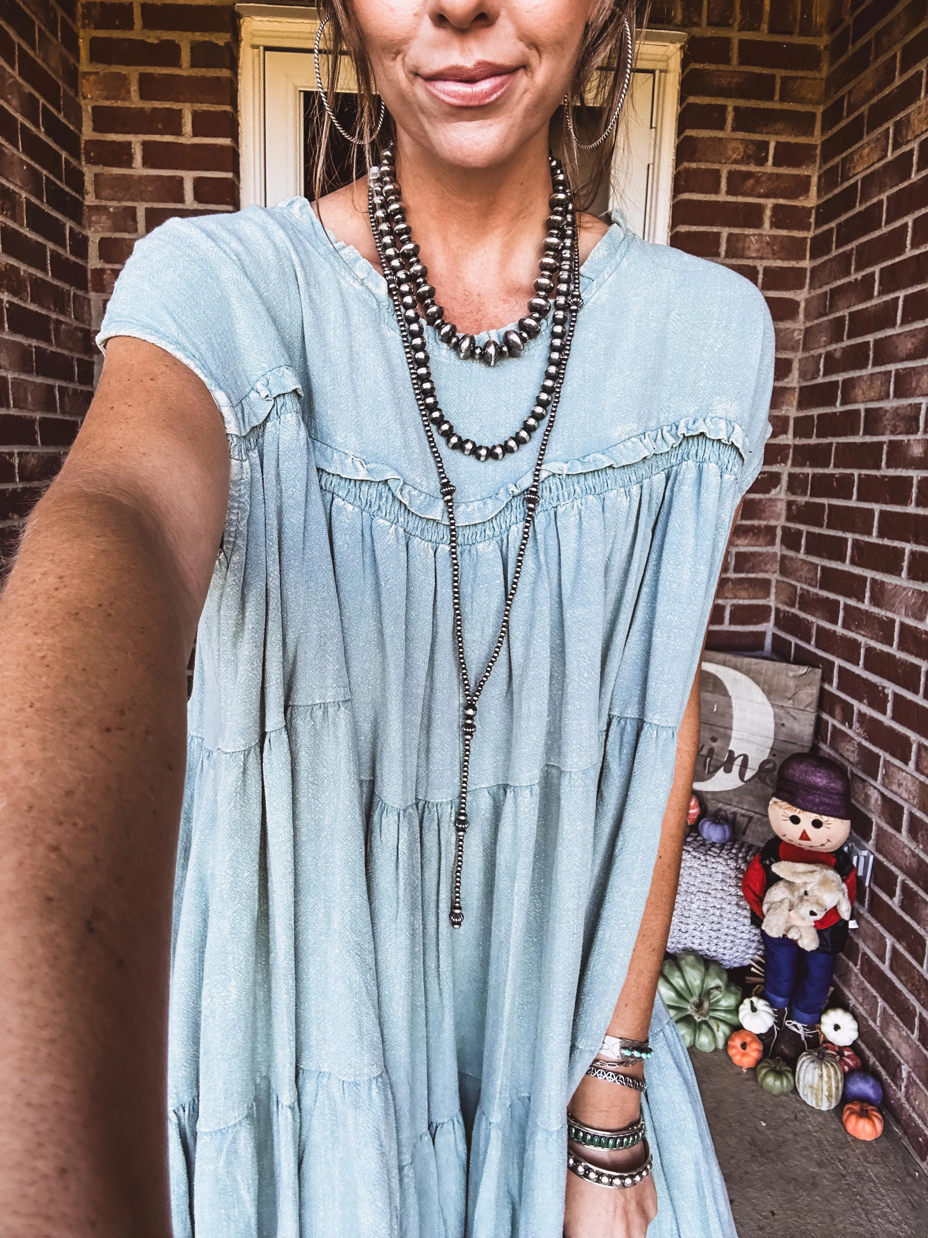 Sage Washed Ruffle Tiered Dress
