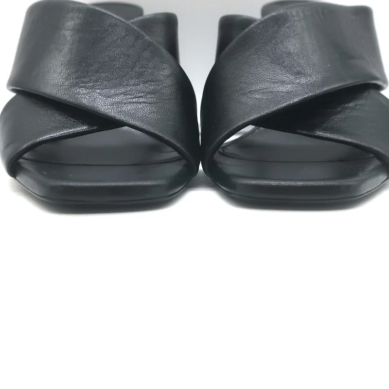 Saint Laurent LouLou Crisscross Sandals Black Leather Size 36 Open Toe Heels