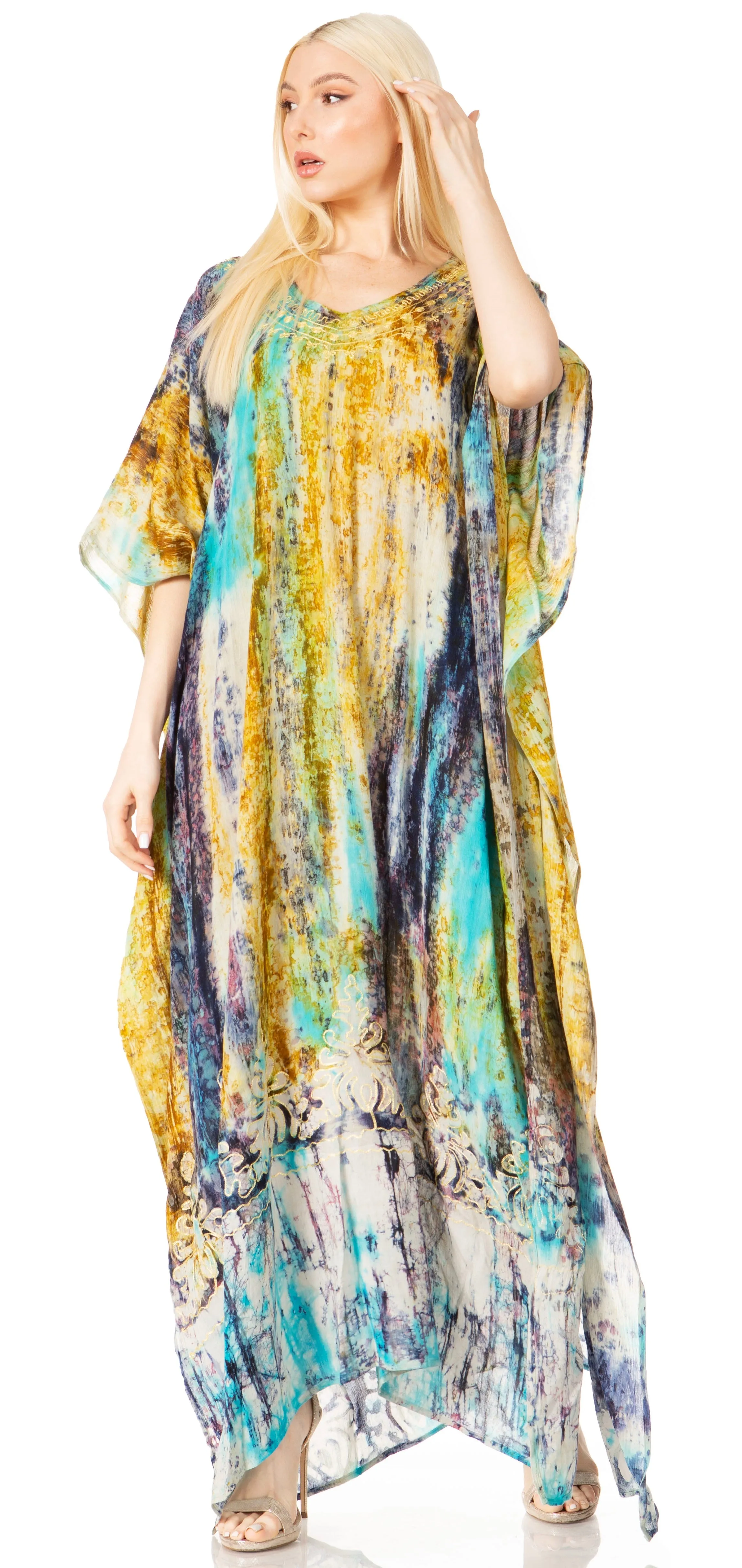 Sakkas Tacy Women's Boho Summer Maxi Dress for Casual or Lounge Wear