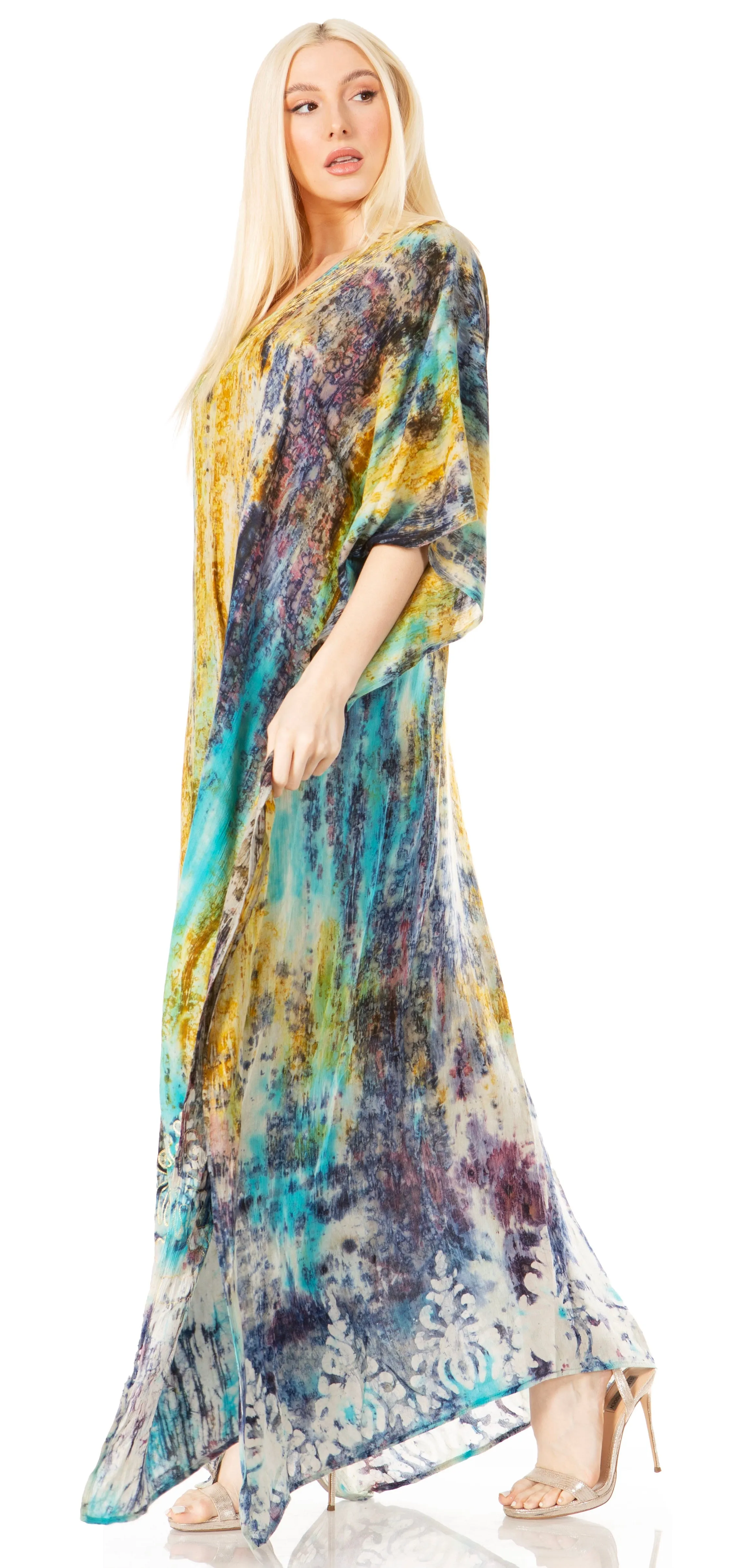 Sakkas Tacy Women's Boho Summer Maxi Dress for Casual or Lounge Wear