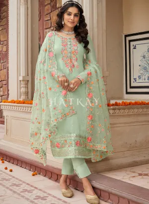 Sea Green Multi Embroidered Traditional Salwar Kameez