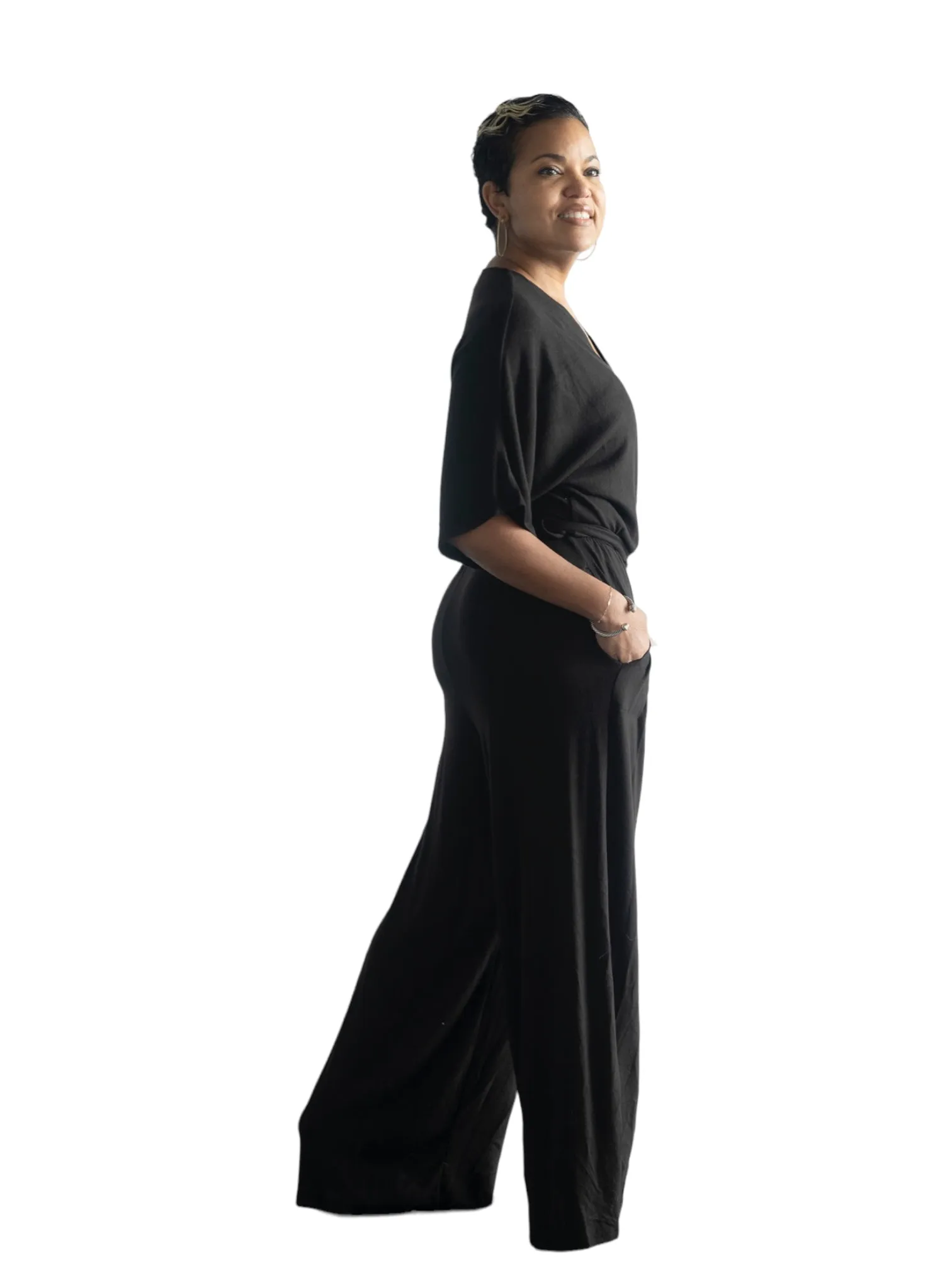 Serena - Zen Wide Leg Jumper - Black - TN - 151