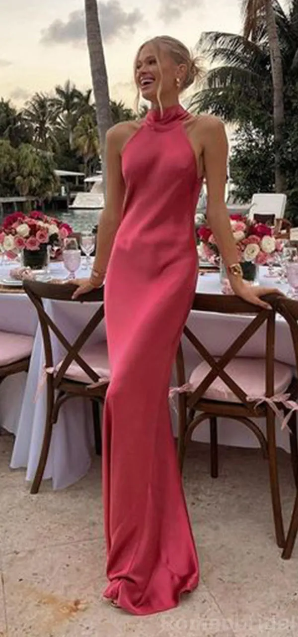 Sexy Halter Mermaid Sleeveless Watermelon Evening Prom Dress Online, OL104