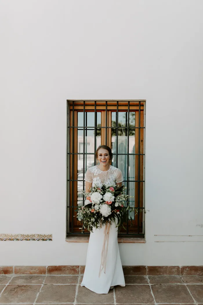 Sheath Short Sleeve Unique Lace Bohoemian Wedding Dress Bridal Gown YRL114
