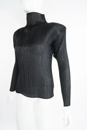 Sheer Pleated Mockneck Top