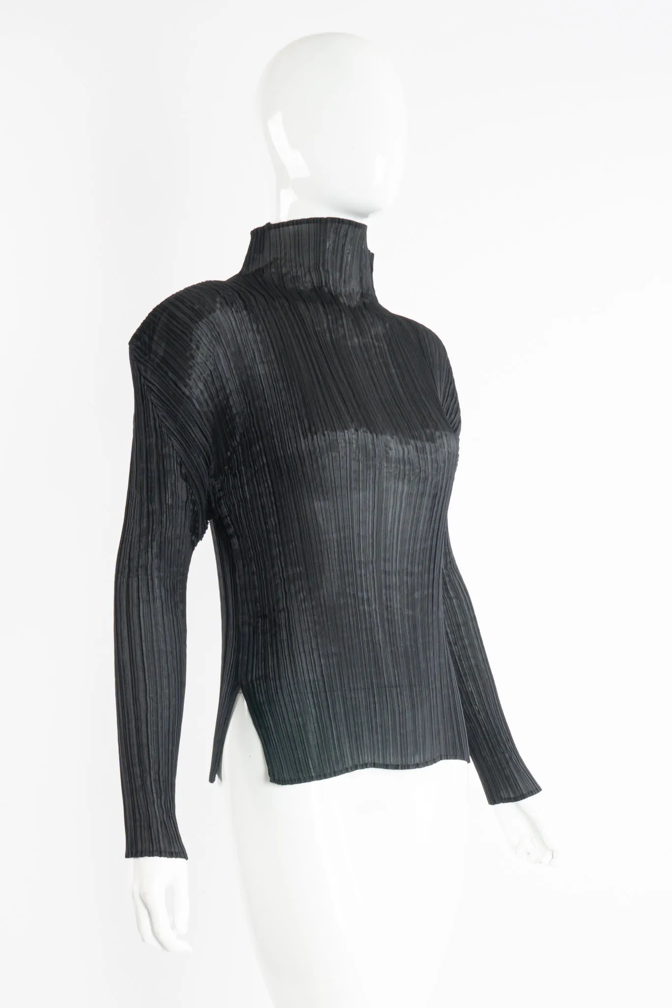 Sheer Pleated Mockneck Top