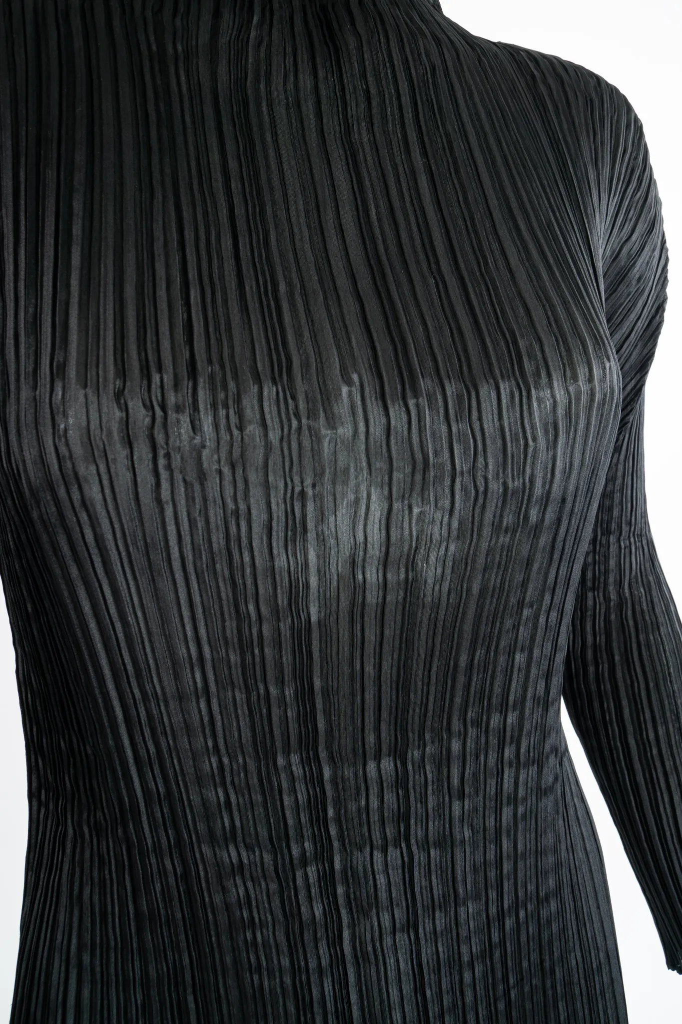 Sheer Pleated Mockneck Top