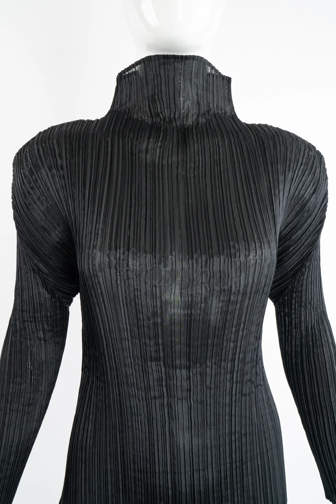 Sheer Pleated Mockneck Top