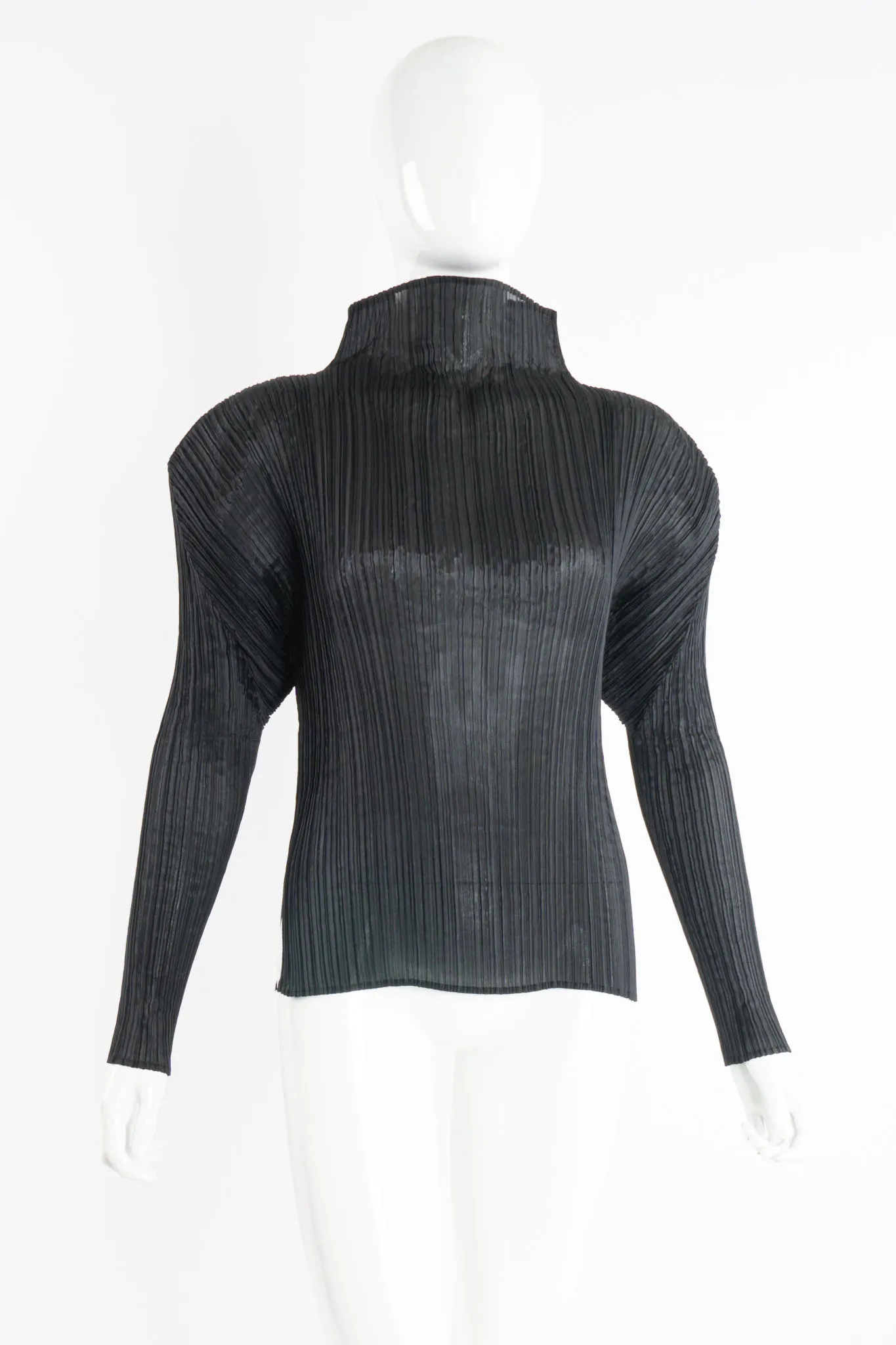 Sheer Pleated Mockneck Top