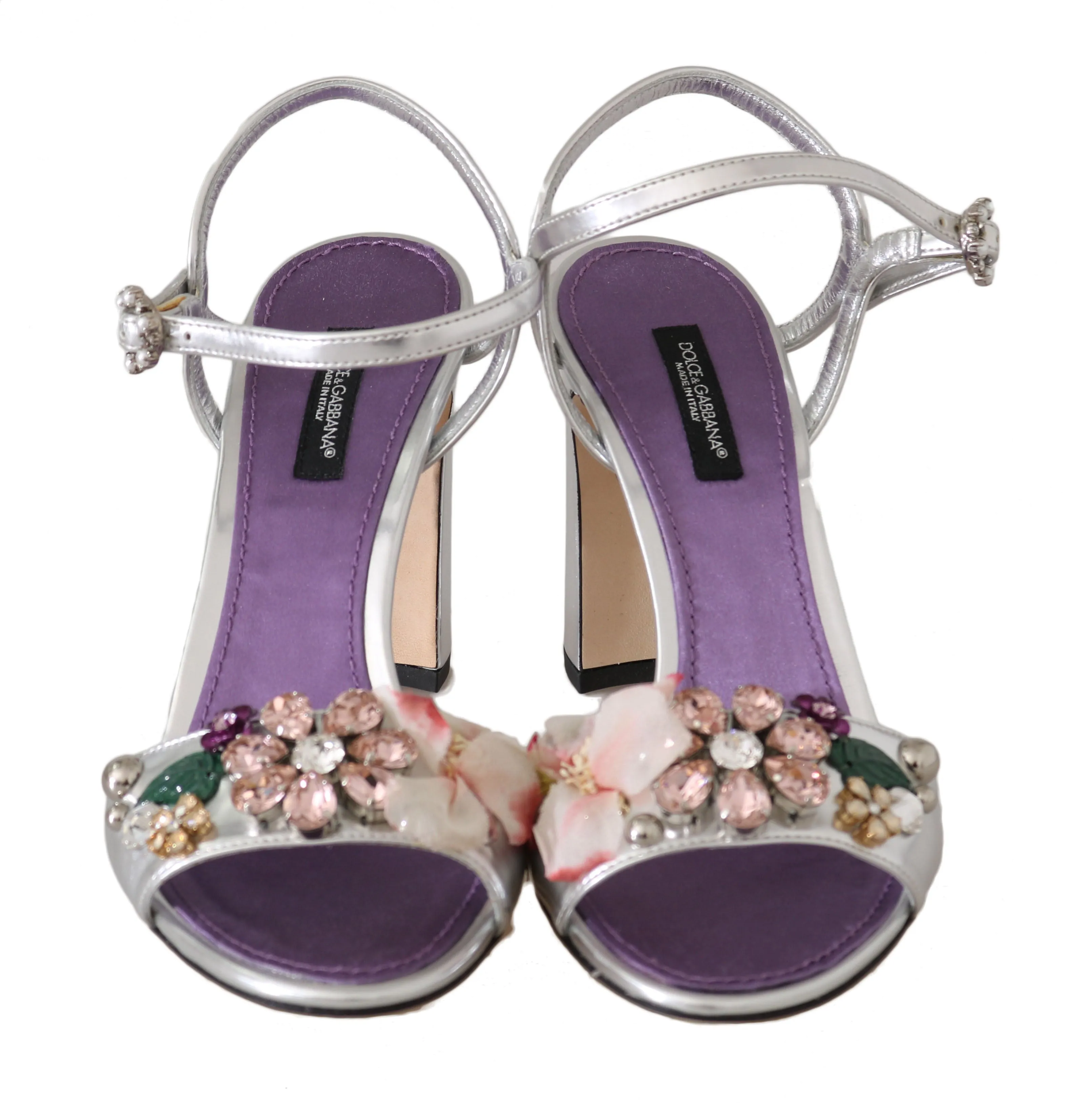 Silver Crystal Floral Sandals