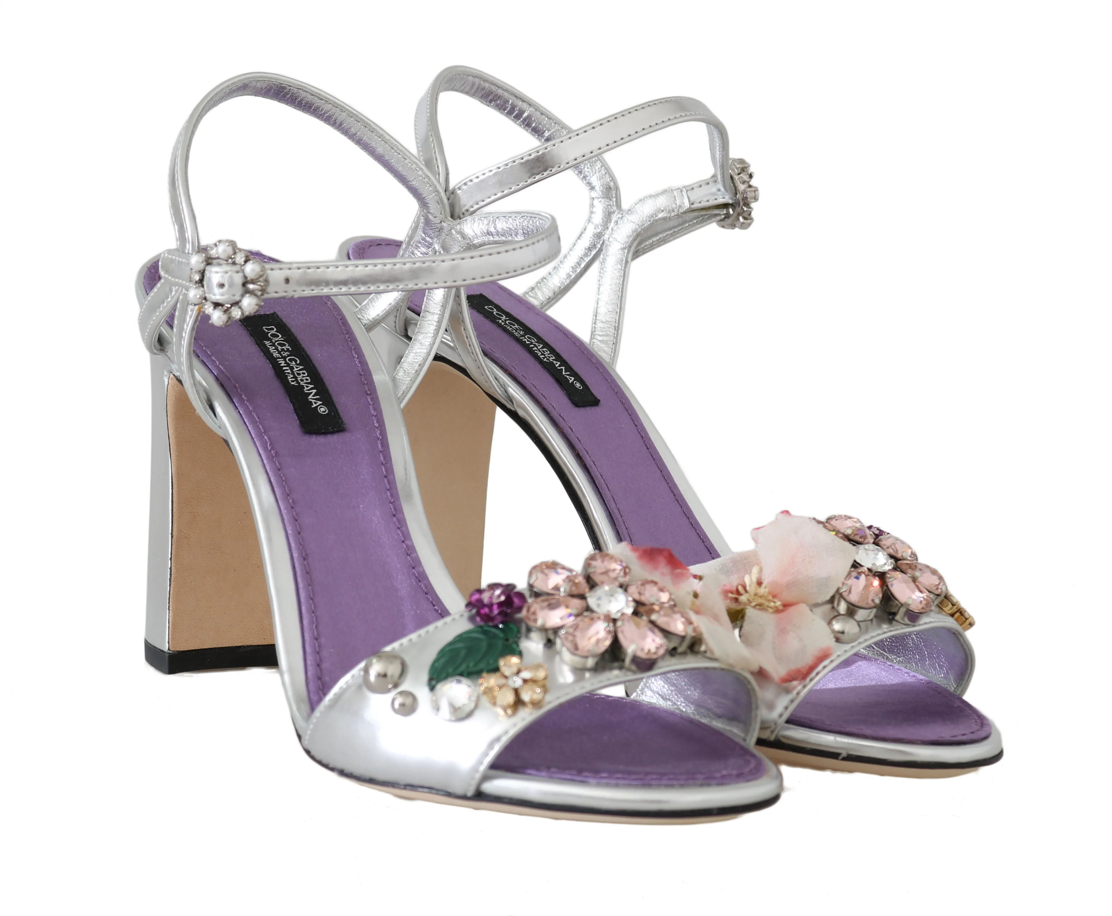 Silver Crystal Floral Sandals