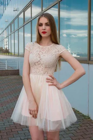 Simple Homecoming Dresses A-line Sleeveless Tulle Cheap Short Prom Dress Chic Party Dress OHM128