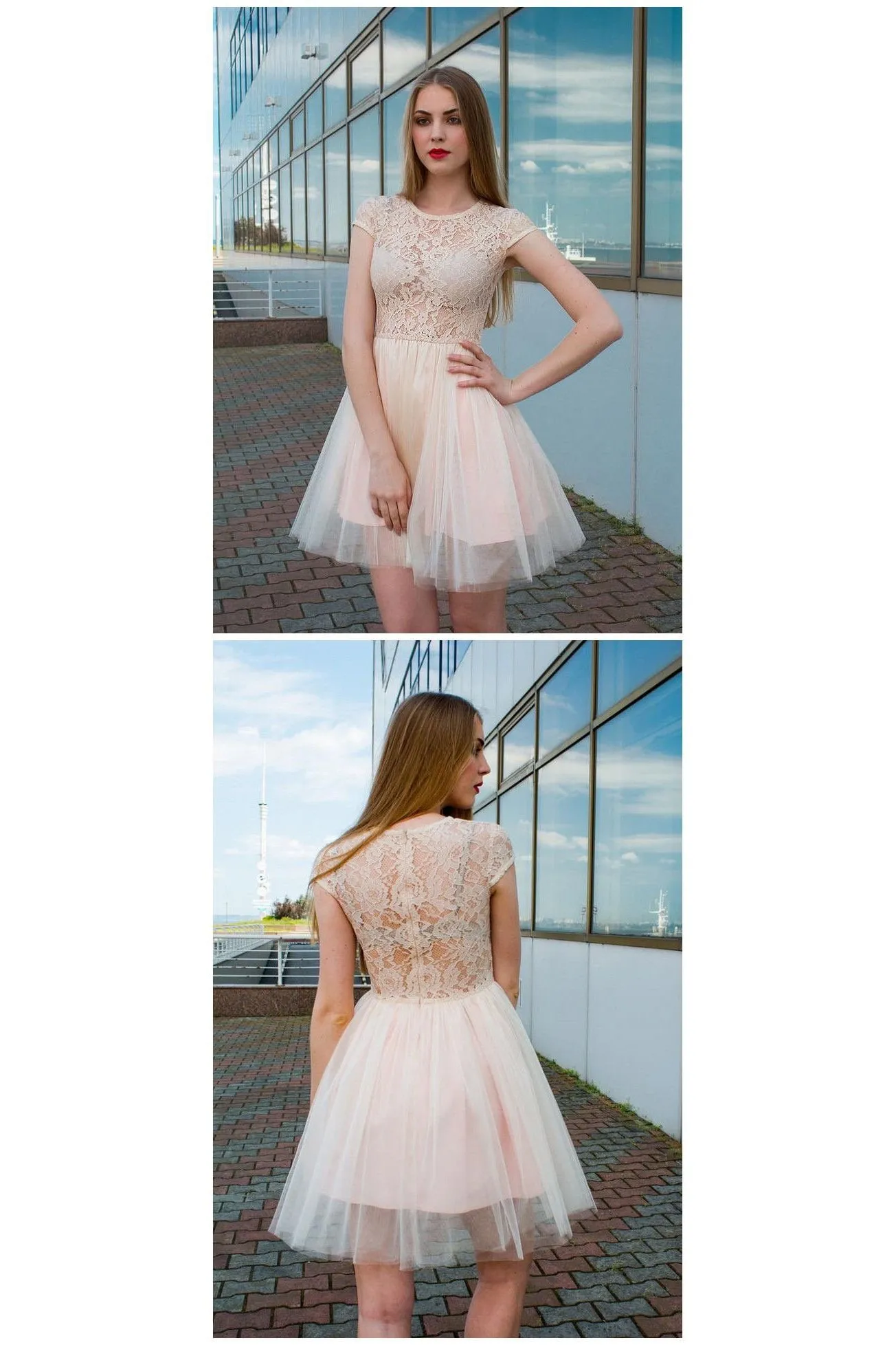 Simple Homecoming Dresses A-line Sleeveless Tulle Cheap Short Prom Dress Chic Party Dress OHM128