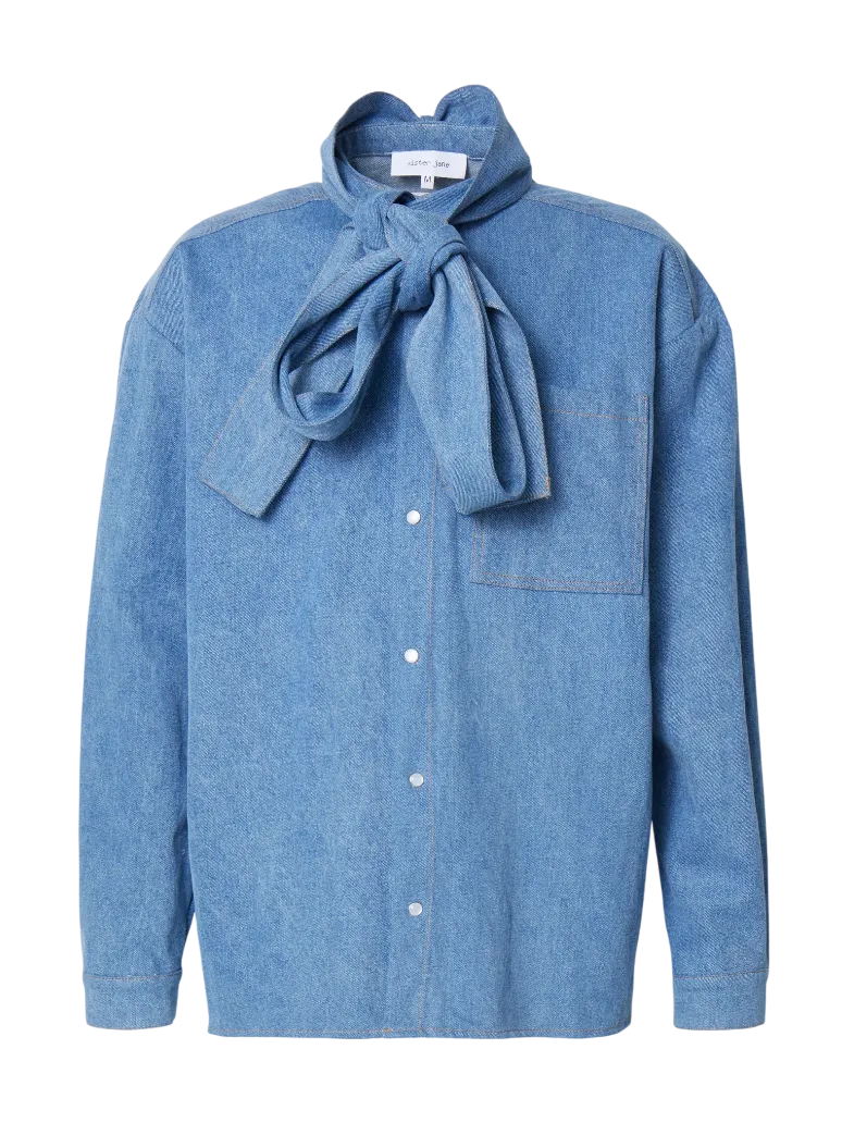 Sister Jane Blue Lincoln Denim Bow Shirt UK M