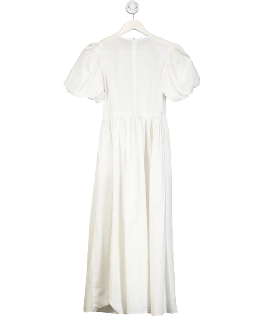 Sister Jane White Puff Sleeve Smock Midi Dress UK XS