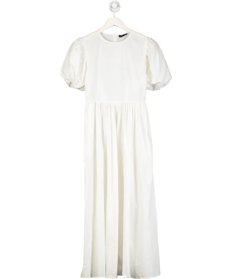 Sister Jane White Puff Sleeve Smock Midi Dress UK XS