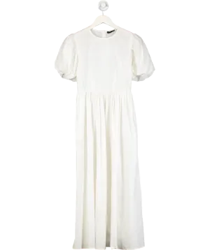 Sister Jane White Puff Sleeve Smock Midi Dress UK XS