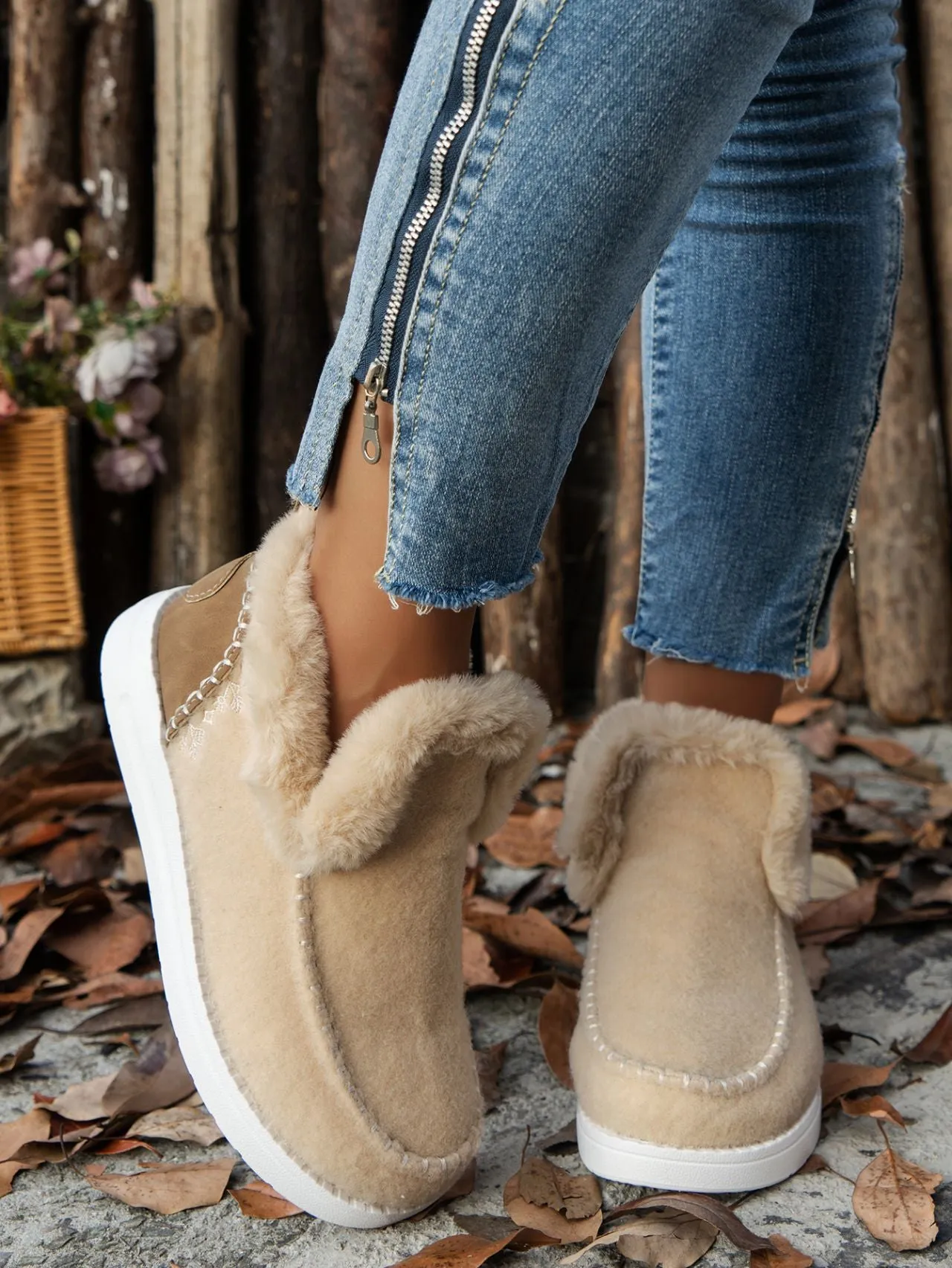 Slide Over Suede Booties