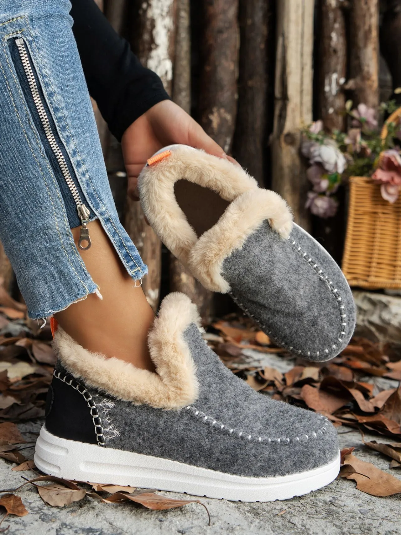 Slide Over Suede Booties