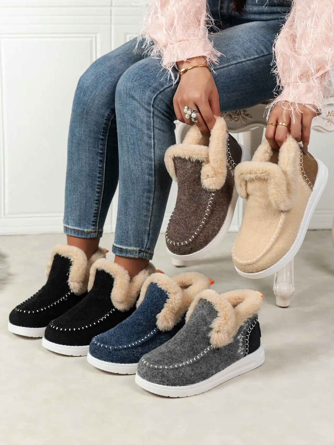 Slide Over Suede Booties