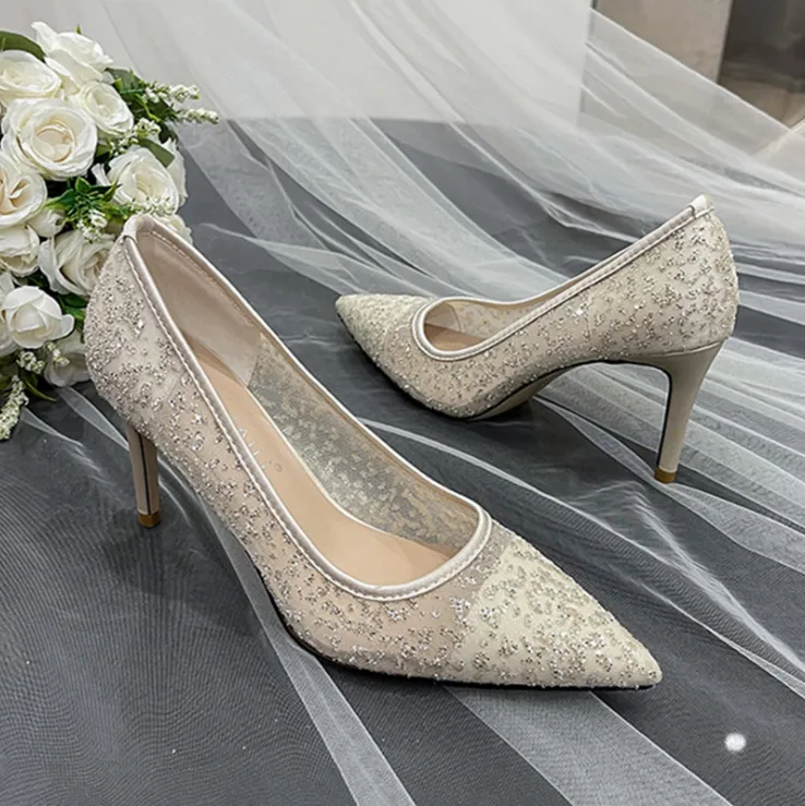 Small Feet Lace Mesh Heels For Women MS326