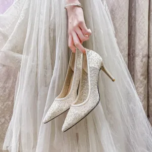 Small Feet Lace Mesh Heels For Women MS326