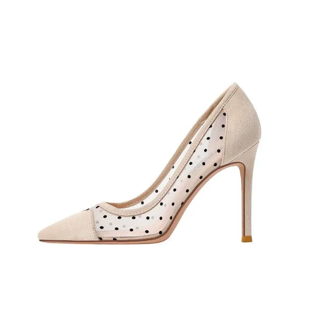 Small Feet Lace Mesh Pointy Heels DS250