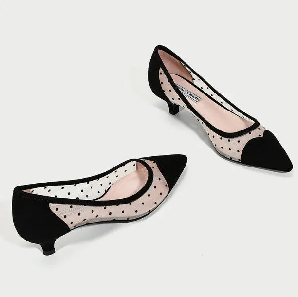 Small Feet Lace Mesh Pointy Heels DS250